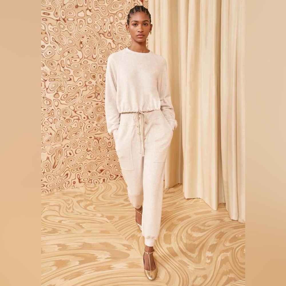 Ulla Johnson SET Hadley Pullover and Calla Jogger Pants Petite Med Oatmeal